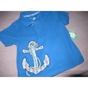 nwt Nursery Rhyme blue anchor applique sleeve polo shirt baby boys 24 m